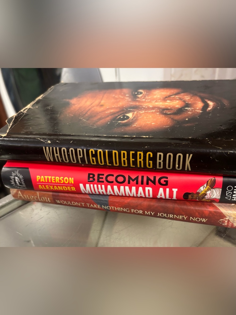 3 hardback book collection, Whoopi Goldberg, Maya Angelou, & Muhammad Ali